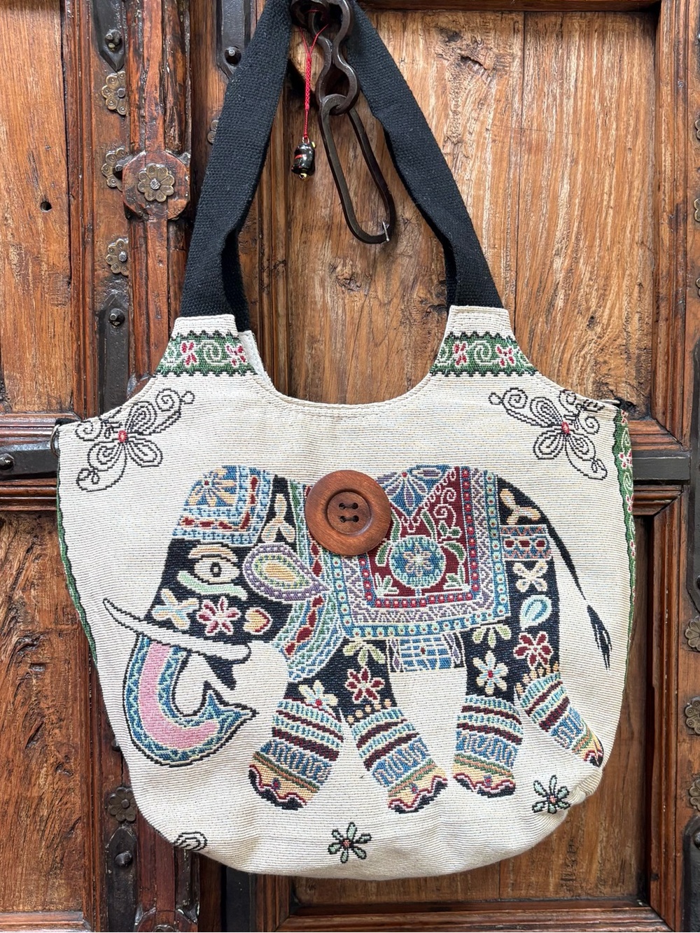 Boho Embroidered Thai Elephant
Tapestry Canvas Shoulder Bag EUC
